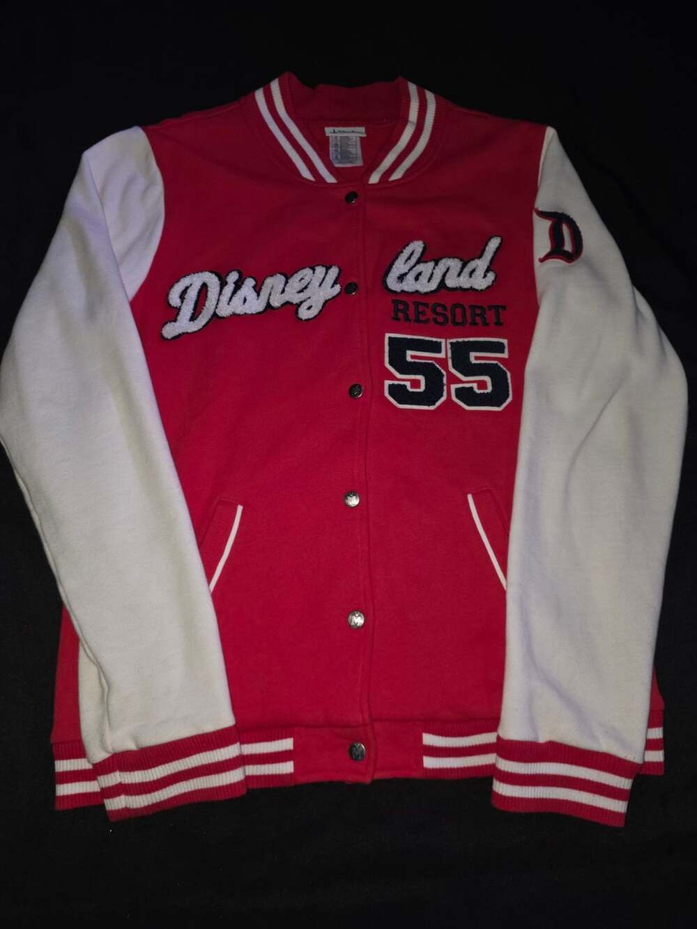 Disney Parks Disneyland Resort 55 Varsity Jacket US XL Red White Mickey